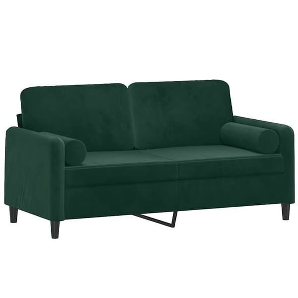 2-sitssoffa med prydnadskuddar mörkgrön 140 cm sammet