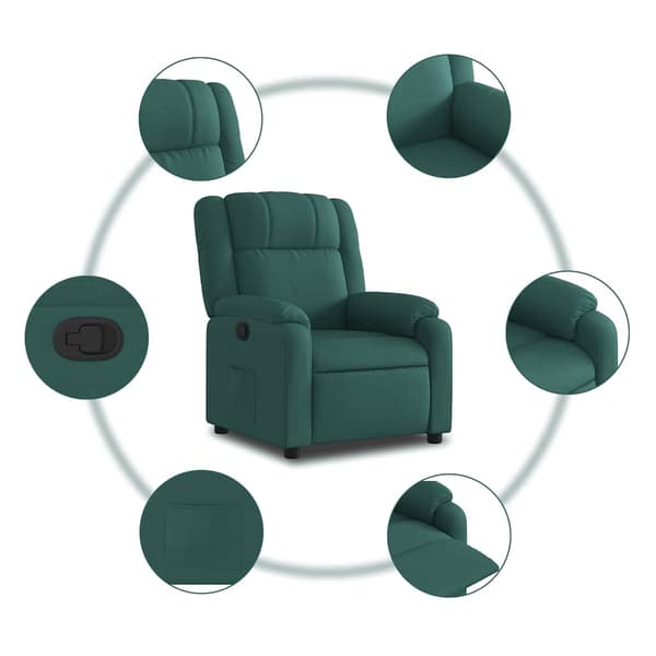 Reclinerfåtölj mörkgrön tyg