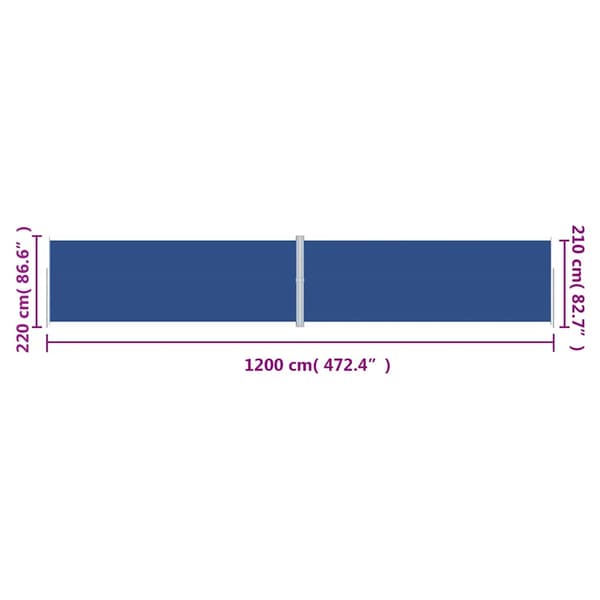 Infällbar sidomarkis 220x1200 cm blå