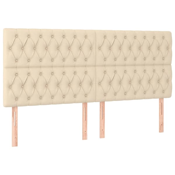 Sänggavel creme 200x7x118/128 cm tyg