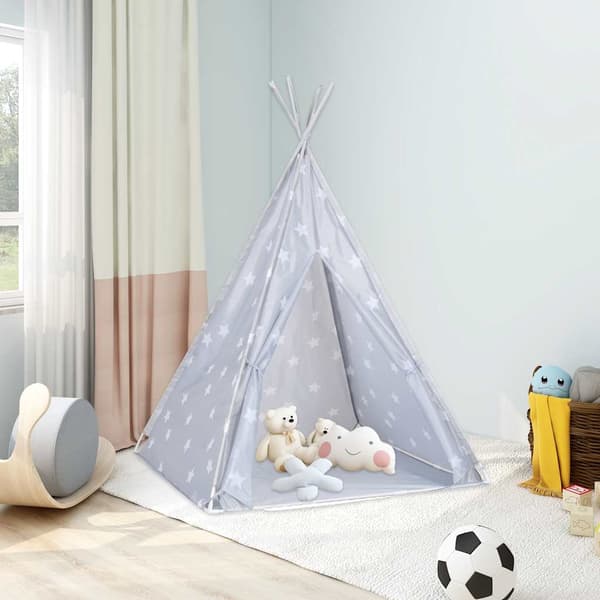 Tipitält för barn polyester med väska grå 115x115x160 cm