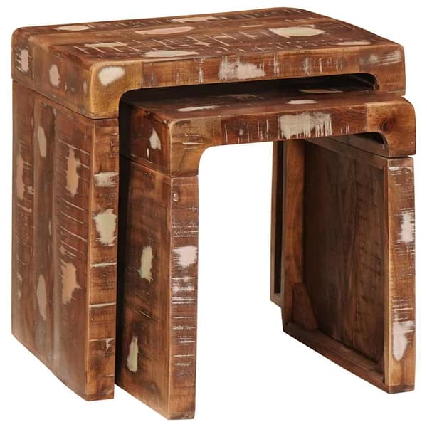 Satsbord 2 pcs Brun 46 x 40 x 46 cm Solid återvunnen trä