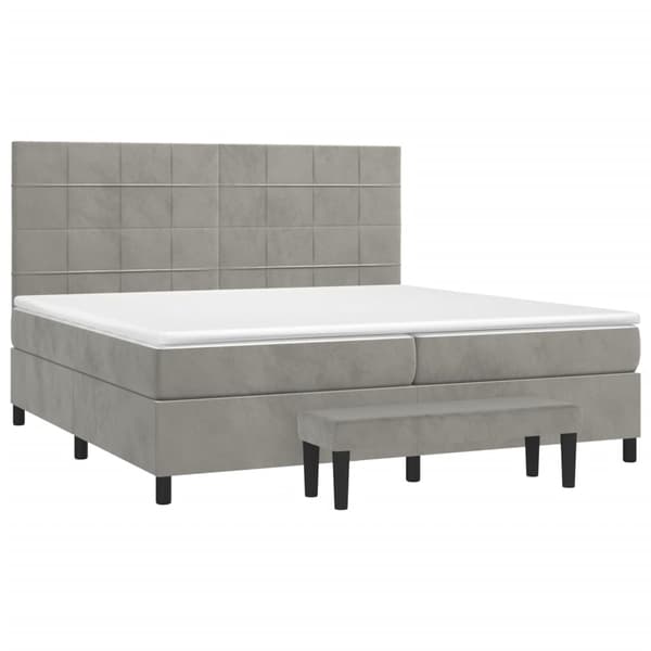 Ramsäng med madrass ljusgrå 200x200 cm sammet