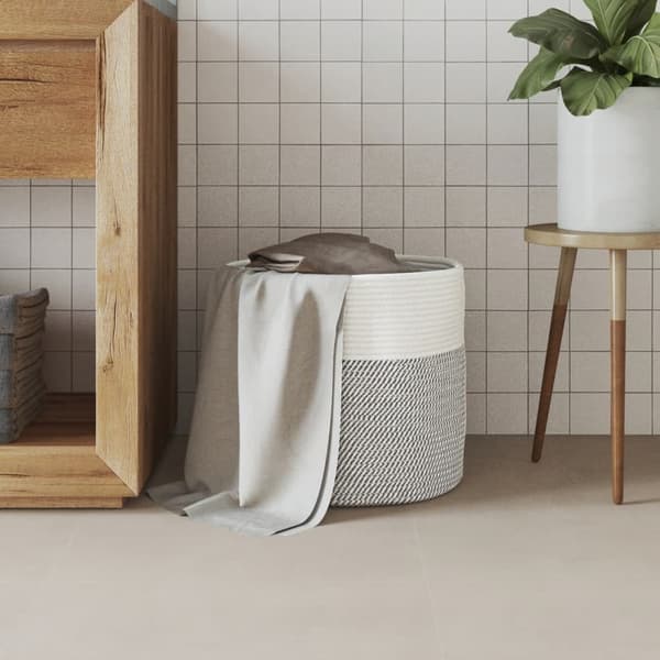 Förvaringskorg grå och vit Ø40x35 cm bomull