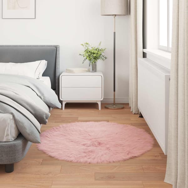 Fuskfäll matta TAFALLA Rosa Ø 100 cm Polyester
