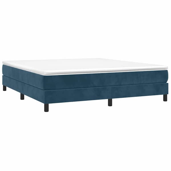 Boxspring-sängram mörkblå 160x200 cm sammet