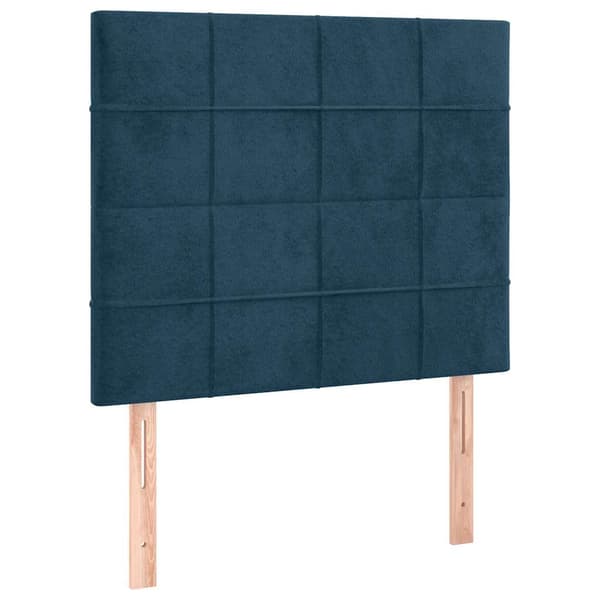 Sänggavel LED mörkblå 100x5x118/128 cm sammet