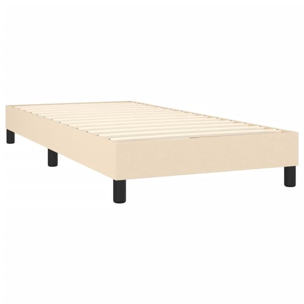Ramsäng med madrass gräddvit 90x190 cm tyg