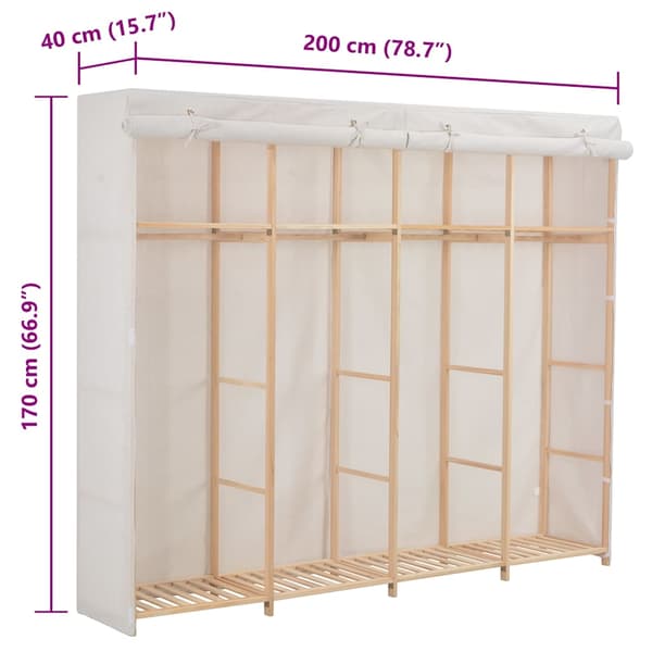 Garderob 200x40x170 cm vit tyg