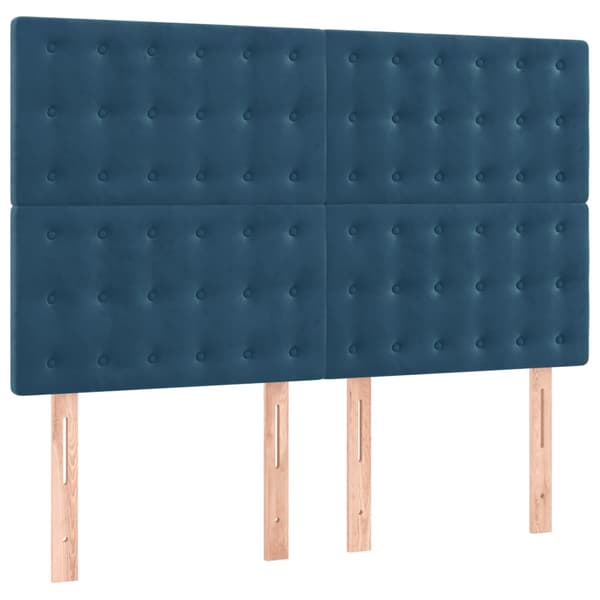 Ramsäng med madrass mörkblå 140x190 cm sammet