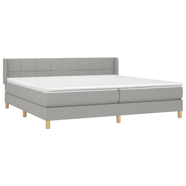 Ramsäng med madrass ljusgrå 200x200 cm tyg