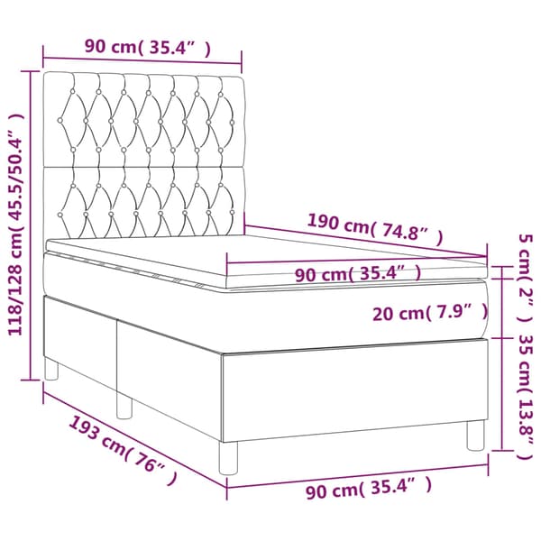 Ramsäng med madrass svart 90x190 cm sammet
