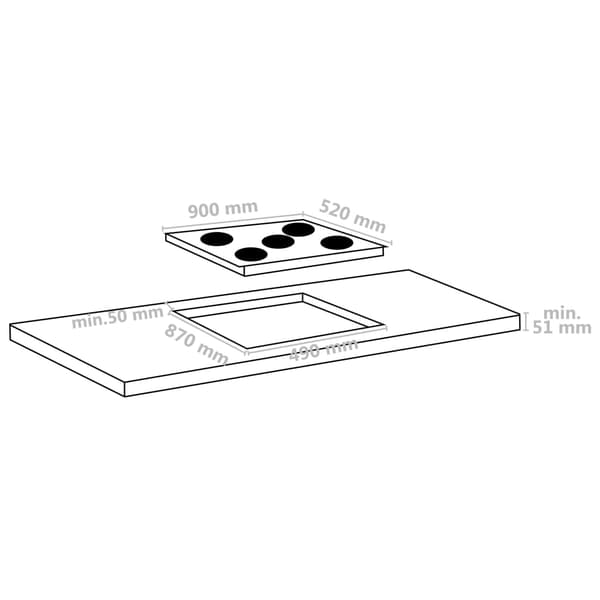 Keramikhäll med 5 plattor touchkontroll 90 cm 8500 W