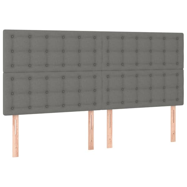 Sänggavel mörkgrå 200x5x118/128 cm tyg