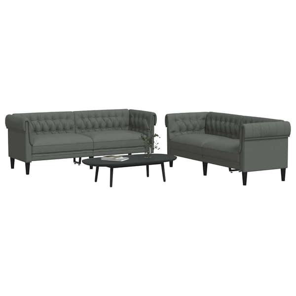 Vardagsrumsoffa 2 pcs Mörkgrå tyg