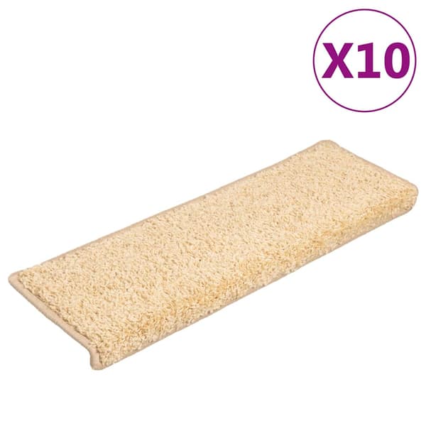 Trappmattor 10 st 65x21x4 cm krämfärgade rektangulära kanter
