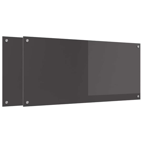 Köksskydd 2 pcs Mörkgrå 110 x 50 cm härdat glas