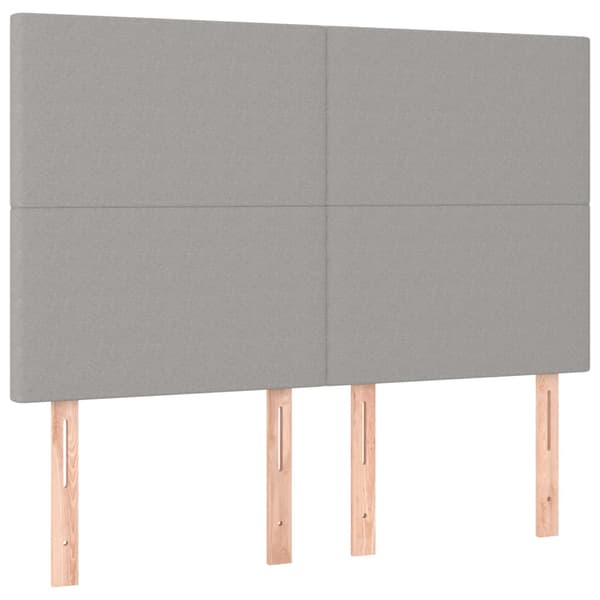 Ramsäng med madrass & LED ljusgrå 140x190 cm tyg