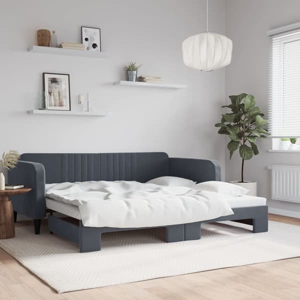 Dagbädd utdragbar mörkgrå 100x200 cm sammet