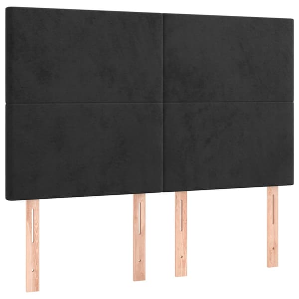 Sänggavel svart 144x5x118/128 cm sammet
