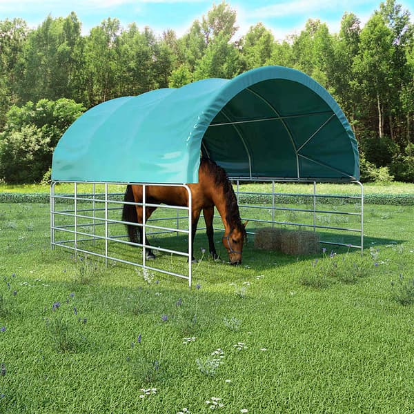 Vindskydd för boskap PVC 3,7x3,7 m grön