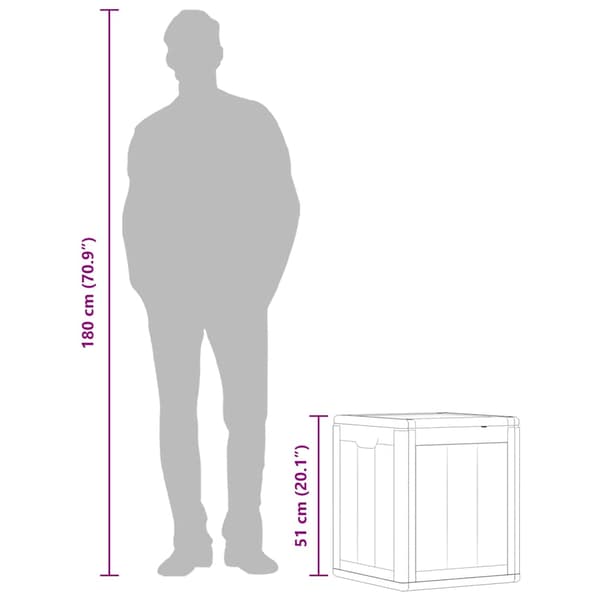 Dynbox 90 liter grå PP-träliknande