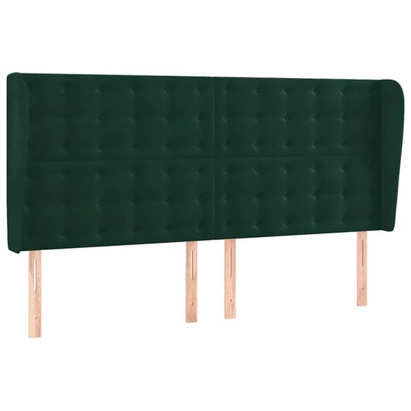 Ramsäng med madrass & LED mörkgrön 180x200 cm sammet