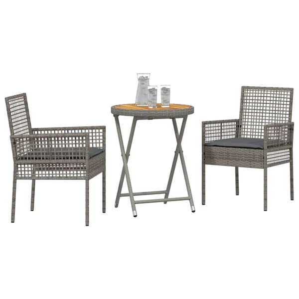 Trädgårds Bistro Set 3 pcs Grå konstrotting