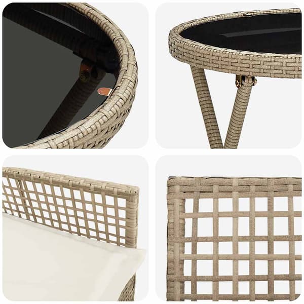 Trädgårds Bistro Set 3 pcs Beige konstrotting