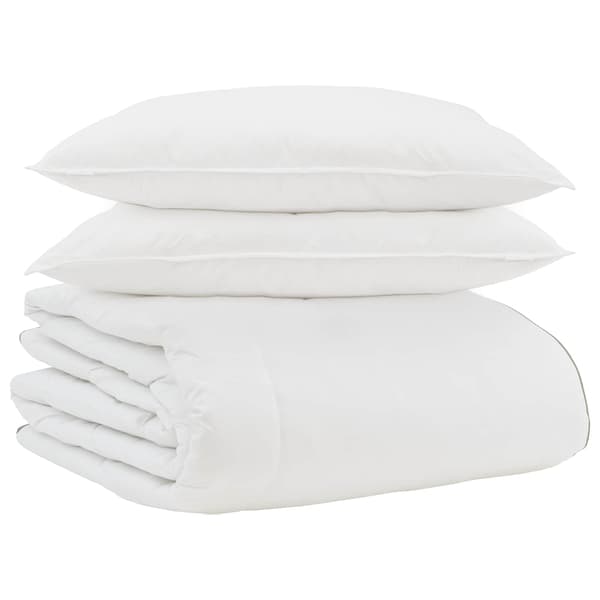 Vinter Täcke med kudde 3 pcs Vit Dunfjäder