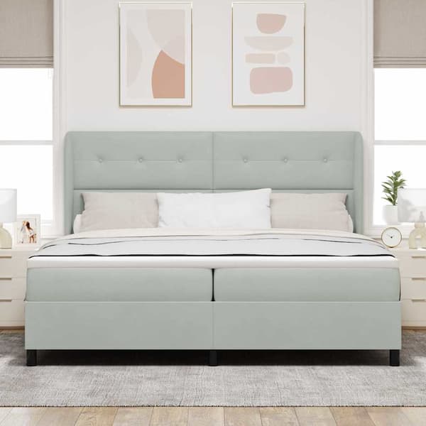 Bäddfjäder med madrass Ljusgrå 200 x 200 cm Polyester