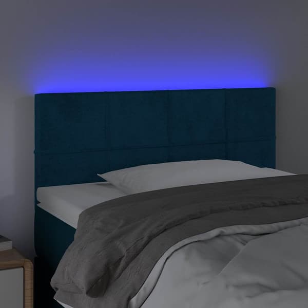 Sänggavel LED mörkblå 80x5x78/88 cm sammet