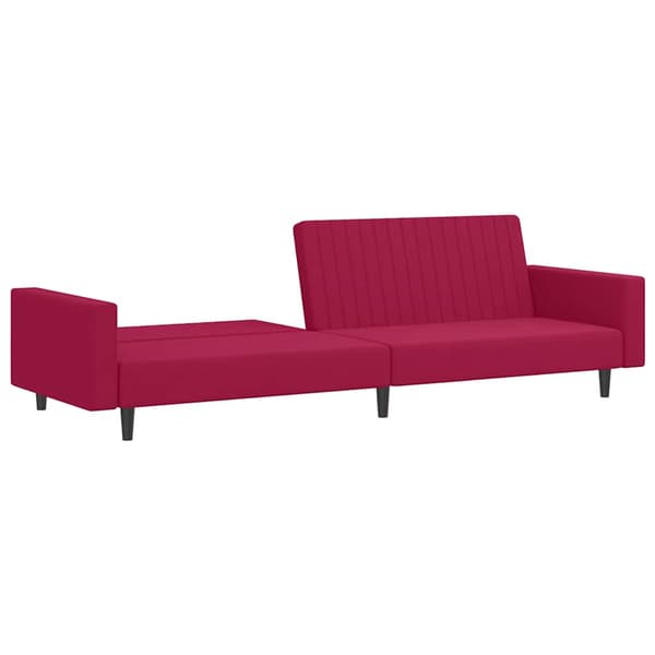 Bäddsoffa 2-sits vinröd sammet
