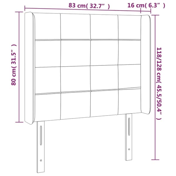 Sänggavel LED blå 83x16x118/128 cm tyg