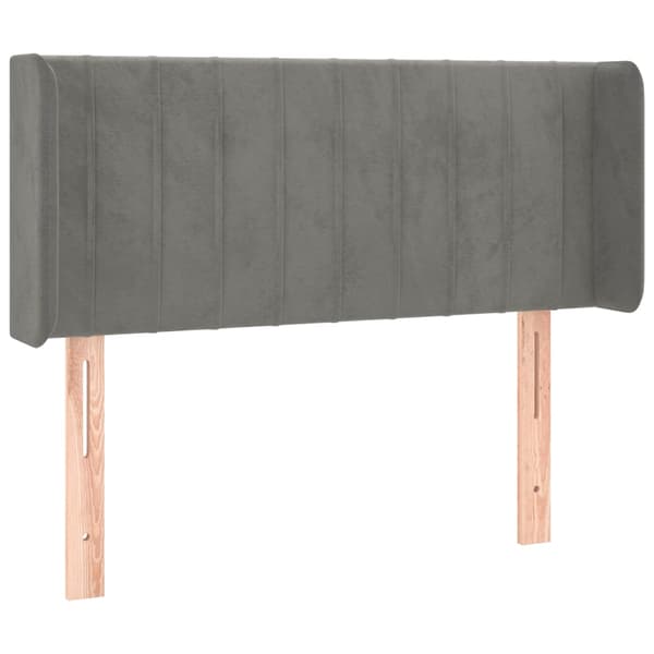 Sänggavel LED ljusgrå 93x16x78/88 cm sammet