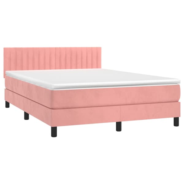Ramsäng med madrass rosa 140x200 cm sammet