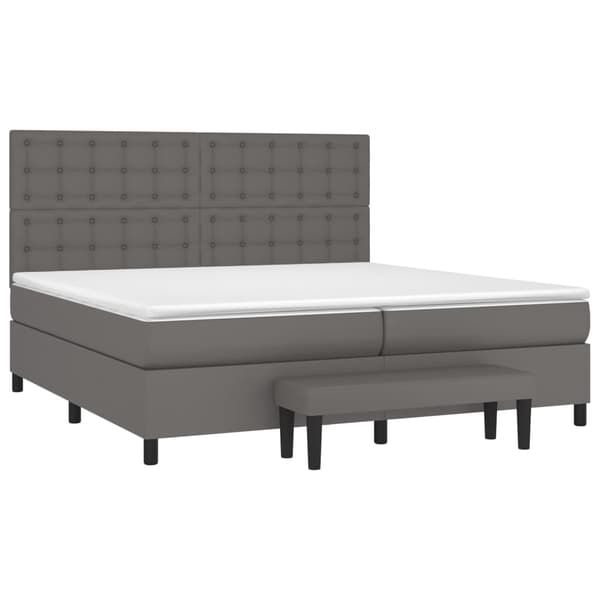 Ramsäng med madrass grå 200x200 cm konstläder