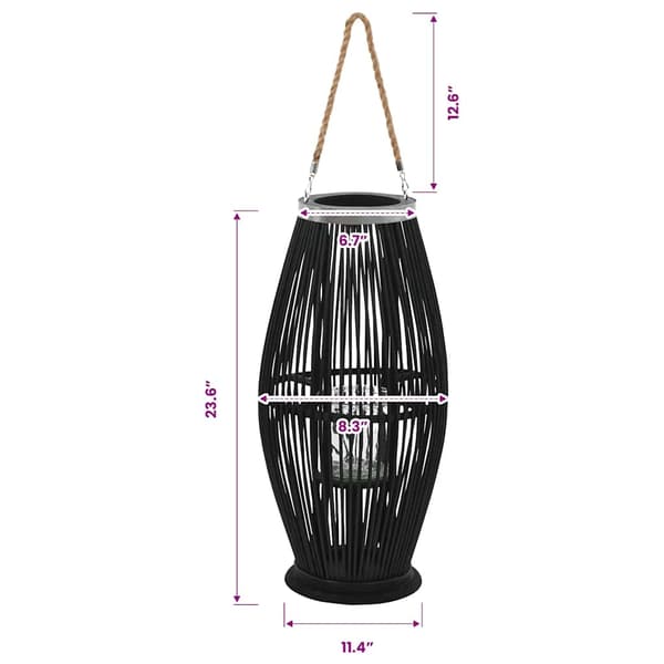 Hängande ljuslykta bambu 60 cm svart