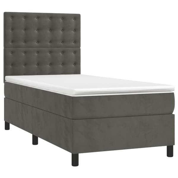 Ramsäng med madrass mörkgrå 90x200 cm sammet