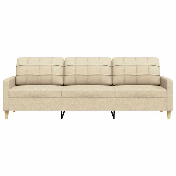 3-sitssoffa gräddvit 210 cm tyg