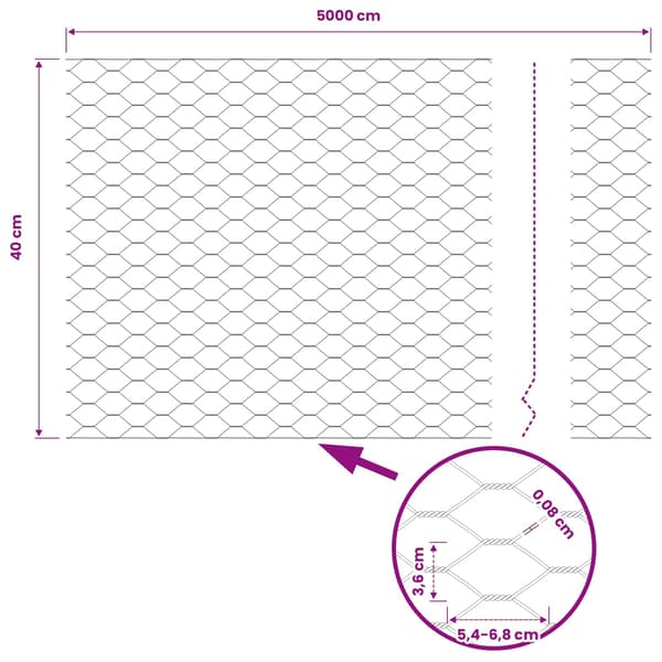 Hexagonstängsel Grå 0,4 x 50 m PVC