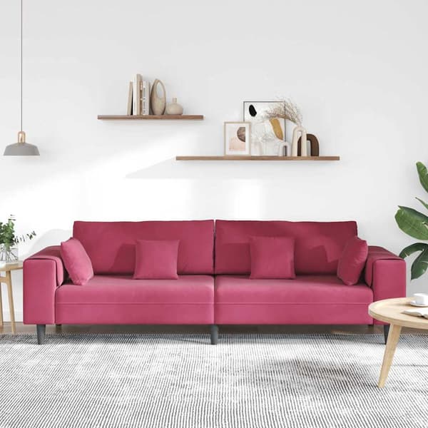Soffa Vinröd 250 x 77 x 76 cm Sammet