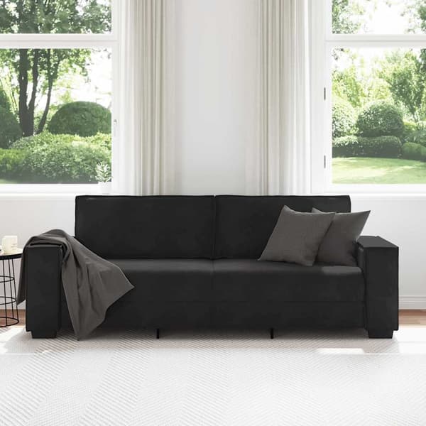 3-sitssoffa svart 220x78x84 cm sammet