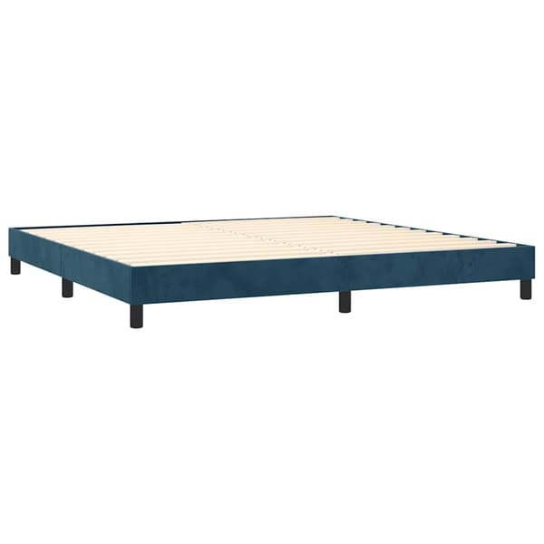 Ramsäng med madrass mörkblå 200x200 cm sammet