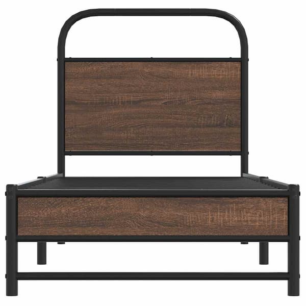 Sängram utan madrass brun ek 75x190 cm konstruerad trä