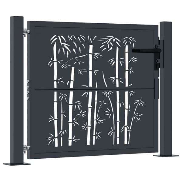 Trädgårdsgrind antracit 100x100 cm stål bambu design