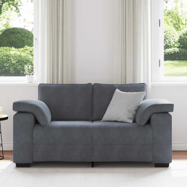 Loveseat soffa mörkgrå 160x77x82 cm sammet