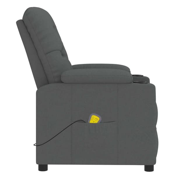 Massagefåtölj mörkgrå tyg