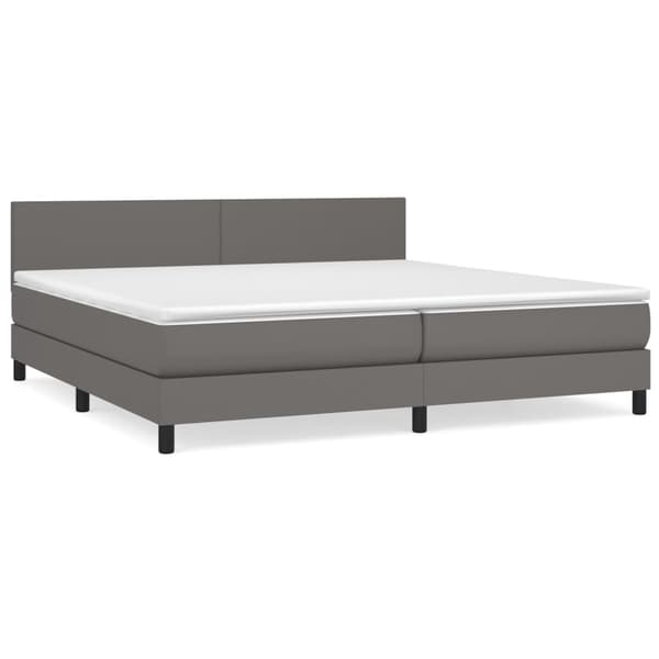 Ramsäng med madrass grå 200x200 cm konstläder