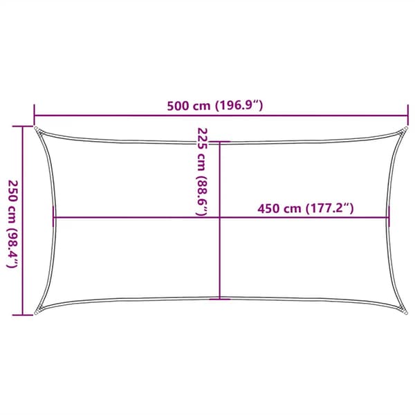 Solsegel 160 g/m² rektangulär blå 2,5x5 m HDPE